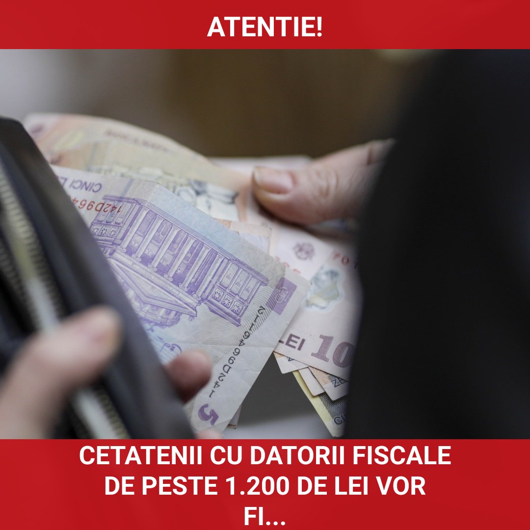 Cetățenii români cu datorii fiscale de peste 1.200 de lei vor fi publicați pe o "listă a rușinii