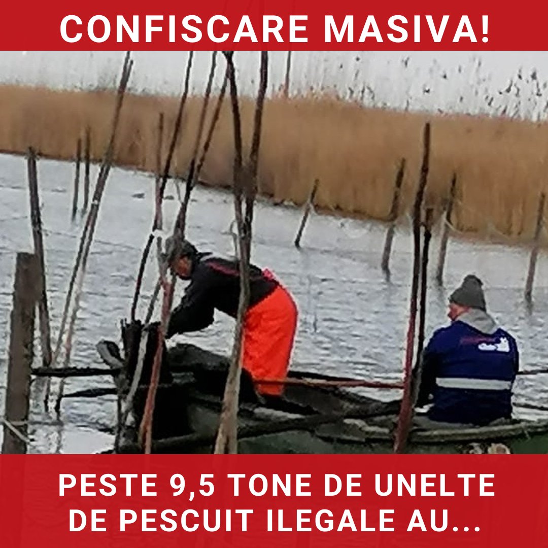 Confiscarea a peste 9,5 tone de unelte de pescuit ilegale în Delta Dunării