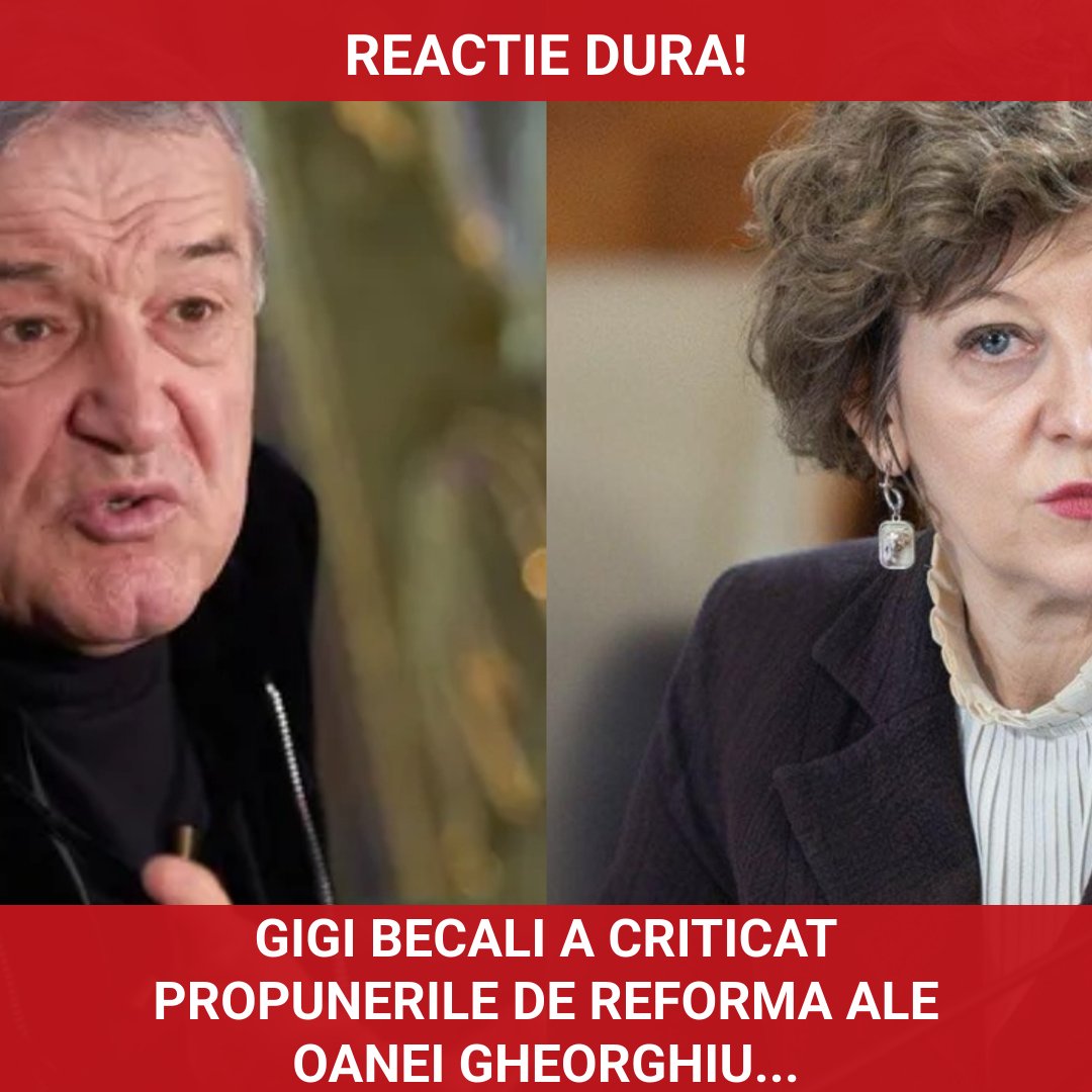 Gigi Becali critică dur propunerile de reformă ale Oanei Gheorghiu