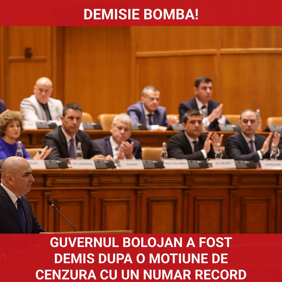 Guvernul Bolojan demis: O moțiune de cenzură cu un număr record de voturi în Parlament