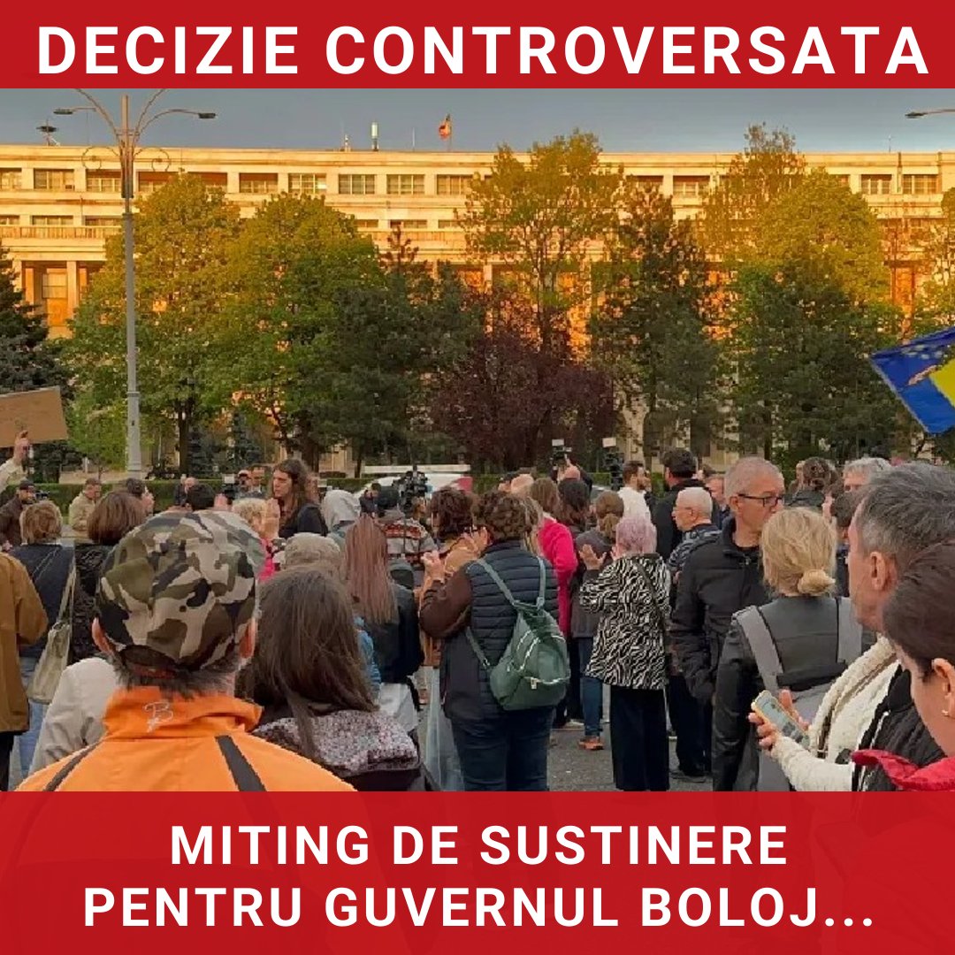 Miting de susținere pentru Guvernul Bolojan înainte de votul moțiunii de cenzură