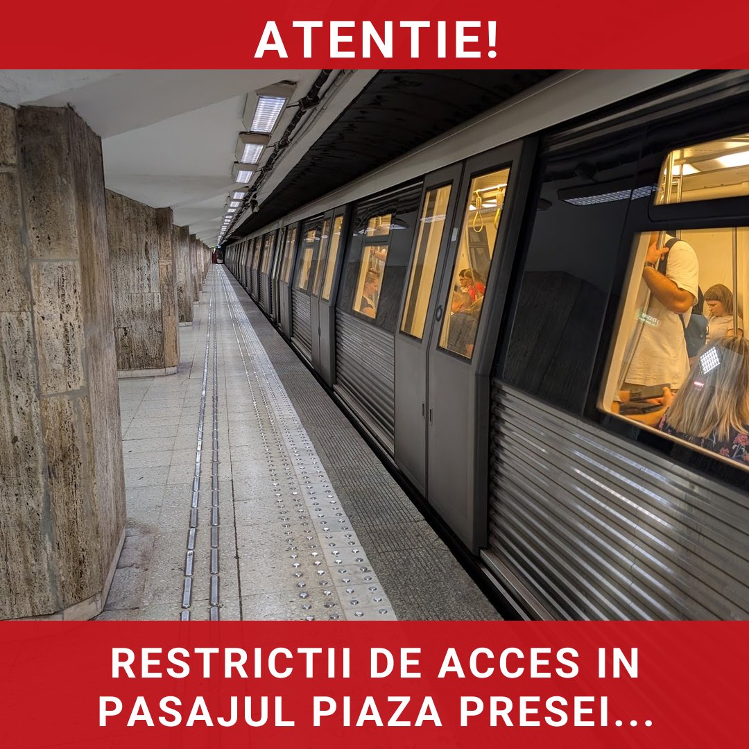 Restricții de acces în Pasajul Piața Presei Libere pentru lucrări de modernizare