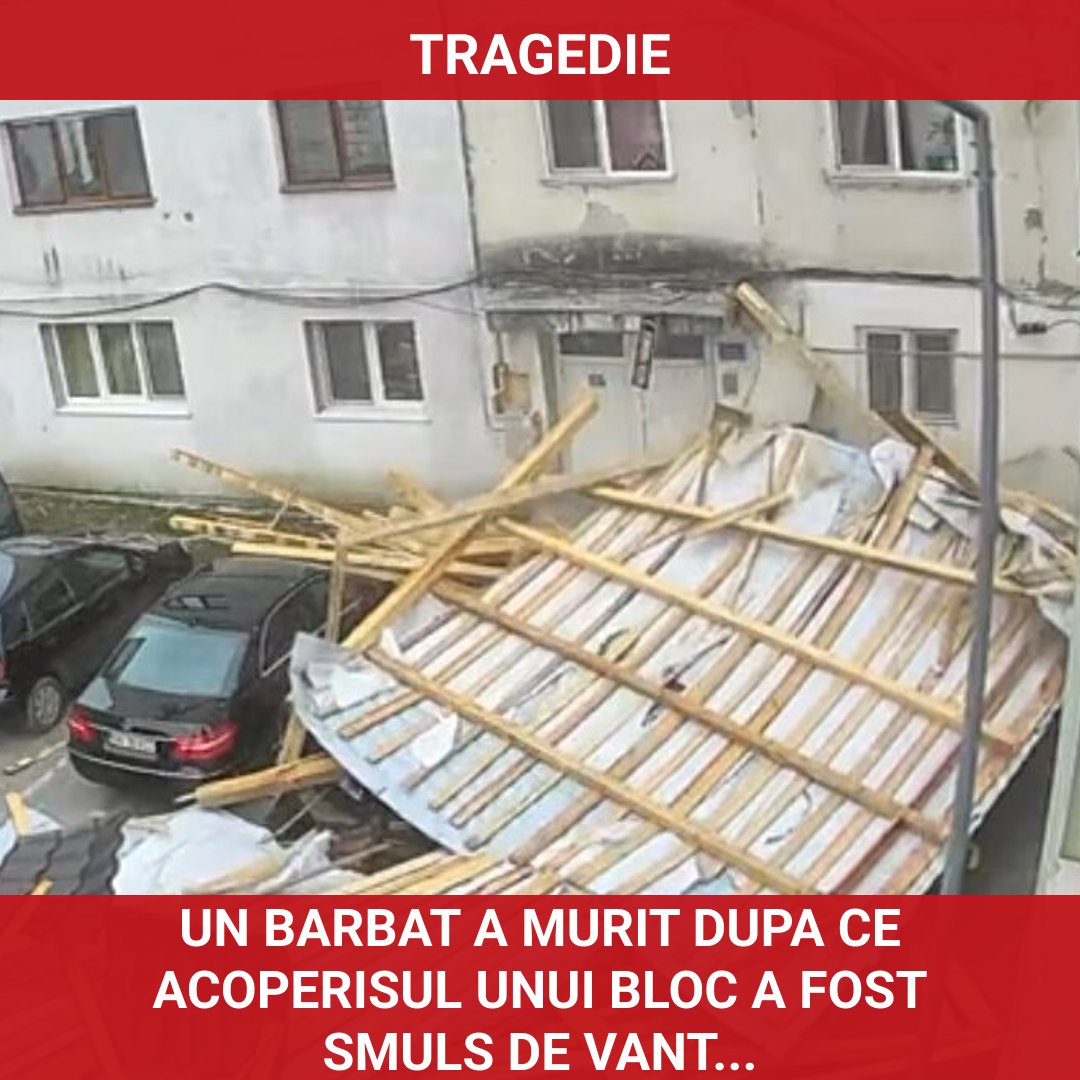 Tragedie în Huși: Un bărbat a murit după ce acoperișul unui bloc a fost smuls de vânt